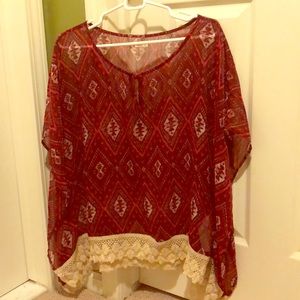Aztecs red sheer top from hollister